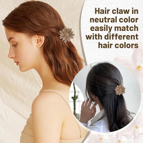 Image of Cerrito 6 Pcs Small Matte Hair Claw Clips, Neutral Mini Clamps with Strong Hold Grip for Thick & Thin Hair, NonSlip Hair Accessories Fashion Everyday Hairstyling (Multicolor, Sunflower Small)
