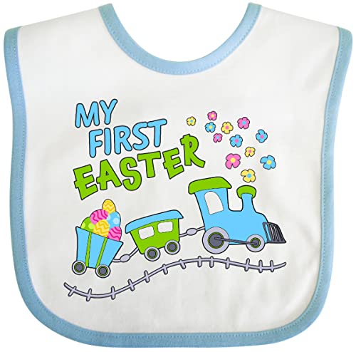 inktastic My First Easter Train Baby Bib White and Blue 28af6