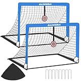 BaseGoal Porta da Calcio, Set di 2 Porta Pop-up, con Porta, Bullseye Sospeso e Borsa, Rete da Calcio per Esterni, Giardino e Gioco per Interni (120x90x90cm)