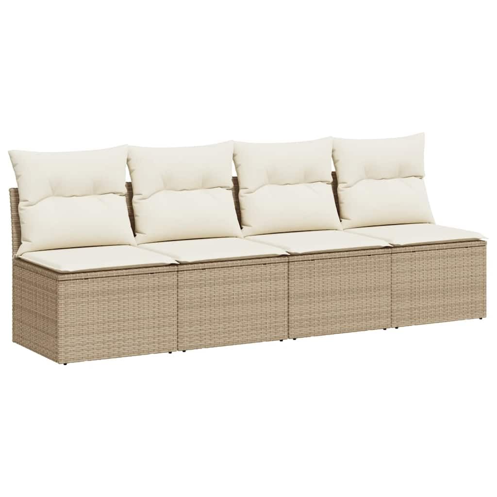 Canapé de jardin résistant aux intempéries 4 places beige en rotin tressé