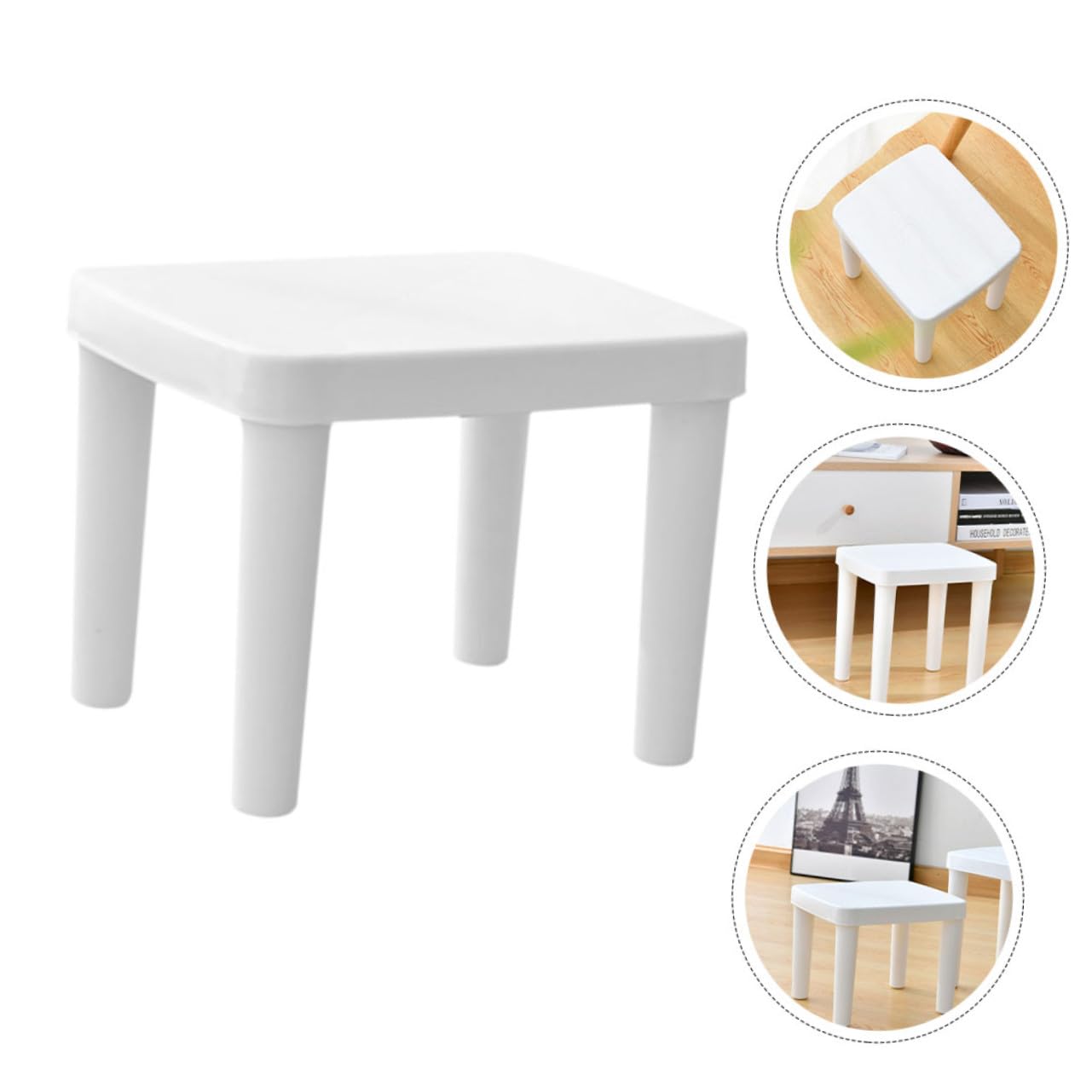 Sgabellino da Bagno Antiscivolo per Bambini in Plastica Bianco Design Leggero e Vuoto, Scala Decorativa Chic per Bagno