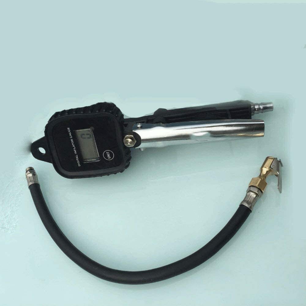 Gonfiatore del manometro dei Pneumatici Digitale, Accessori del compressore del mandrino dell'Aria del gonfiatore dei Pneumatici da 100 PSI con Tubo in Gomma a 360° per Auto e Moto