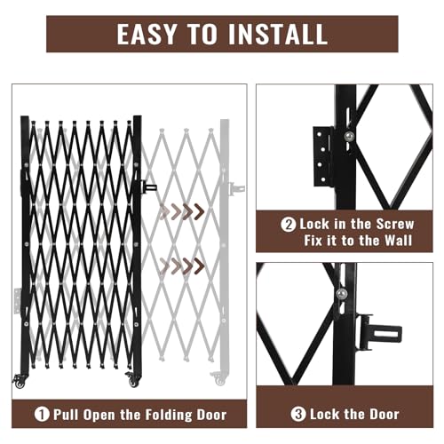 Absperrgitter aus Stahl 127 x 109cm, Scherengitter Ausziehbar Anti-Sprungzaun mit Rollen, Absperrgitter Scherensperre, Gitter-Akkordeon-Zaun für Garage, Schule, Garten, Baustelle, Bahnhof, Schule