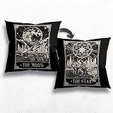The Sun Moon Star Tarot Card Reversible Throw Pillow 18 x 18 Inch Pillow case Cushion Cover Decor fo