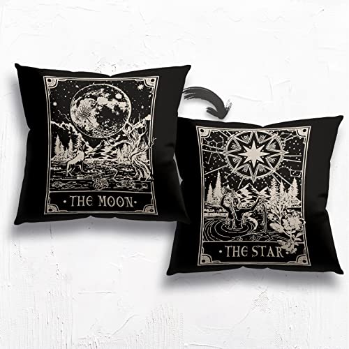 The Sun Moon Star Tarot Card Reversible Throw Pillow 18 X 18 Inch Pillow Case Cushion Cover Decor For Daughter Bedroom, Sofa Bed Decor, Gifts For Tarot Astrology Lovers Sister College Dorm Decor #TOP17