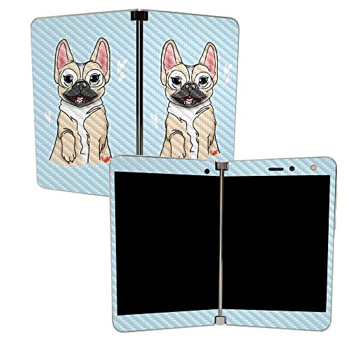 Image of MightySkins Carbon Fiber Skin for Microsoft Surface Duo - Frenchie Love | Protective, Durable Textured Carbon Fiber Finish | Easy to Apply | Made in The USA