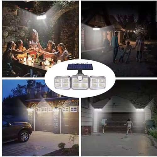 Image of Homehop Acrylonitrile Butadiene Styrene Solar Wall Lights Outdoor Home Waterproof Compound Wall Motion Sensor Garden Lamp for Driveway, Patio, Porch and Courtyard (Cool White /122 COB LED,No Remote)