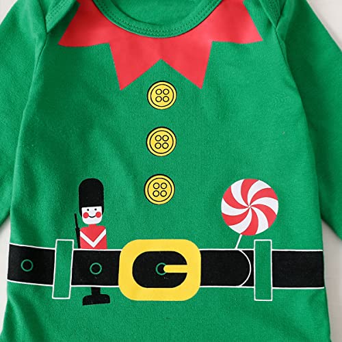 Baby Boy Christmas Outfit Baby Xmas Bodysuit Boy Elf Suspenders Outfit Set4