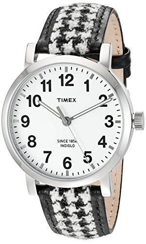 Timex Women's TW2P98800 Originals Houndstooth Black/White Fabric/Leather Strap Watch
