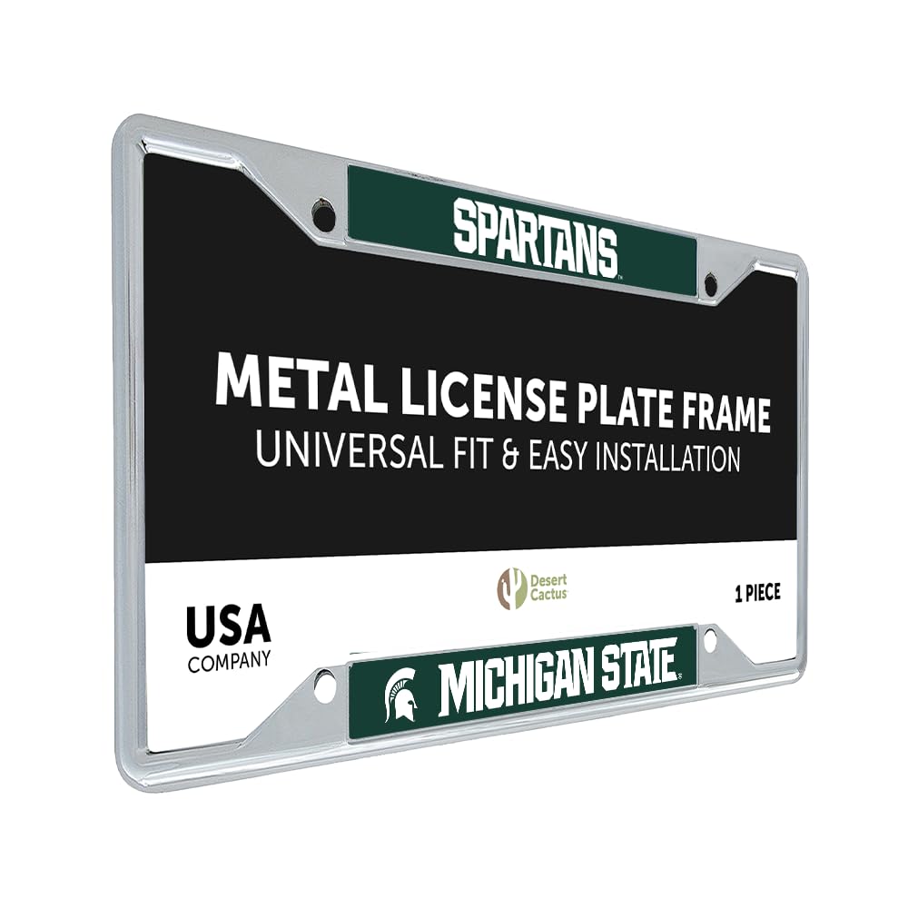 Desert Cactus Michigan State University Spartans MSU Metal License Plate Frame for Front or Back of Car Officially Licensed (Mascot)