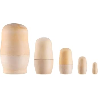Russian Dolls5 pcs Wooden Nesting Dolls Unpainted Matryoshka Matrioska Matrioshki Matriozska Dolls DIY Blank Wood Russian Dolls for Make Your Own Boys Girls Gift Decorations