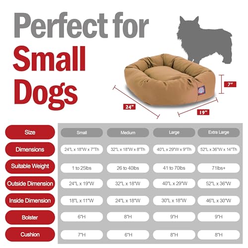 Image of Majestic Pet 24 Inch Bagel Calming Dog Bed Washable - Cozy Soft Round Dog Bed with Spine Support for Dogs to Rest their Head - Fluffy Donut Puppy Mat 24x19x7 (Inch) Small - Khaki