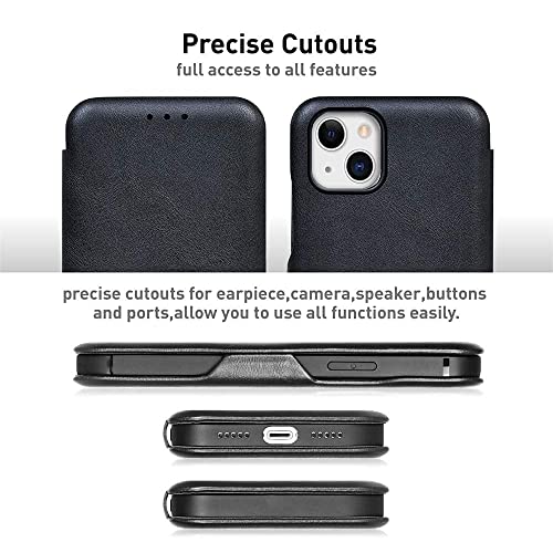 Image of Premium Vegan Leather Phone Cover With Card Slot - Slim, Durable, Privacy Protection, Kickstand Function, Elegant Flip Wallet Cases Compatible For Samsung A55 5G (Black)