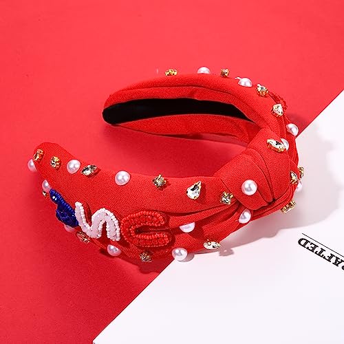 CEALXHENY-Crystal-Pearl-Knotted-Headbands-Patriotic-Hair-Accessory-for-Women-American-Flag-Outfits-for-Independence-Day-Memorial-Day-Party-Favors-USA-Red