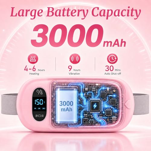 Image of Portable Heating Pad for Cramps Upgraded Cordless Electric Period Heat Pad for Back Menstrual Belt 6 Heat 6 Massage Mode Gifts for Women Girl Her Girlfriend Pink