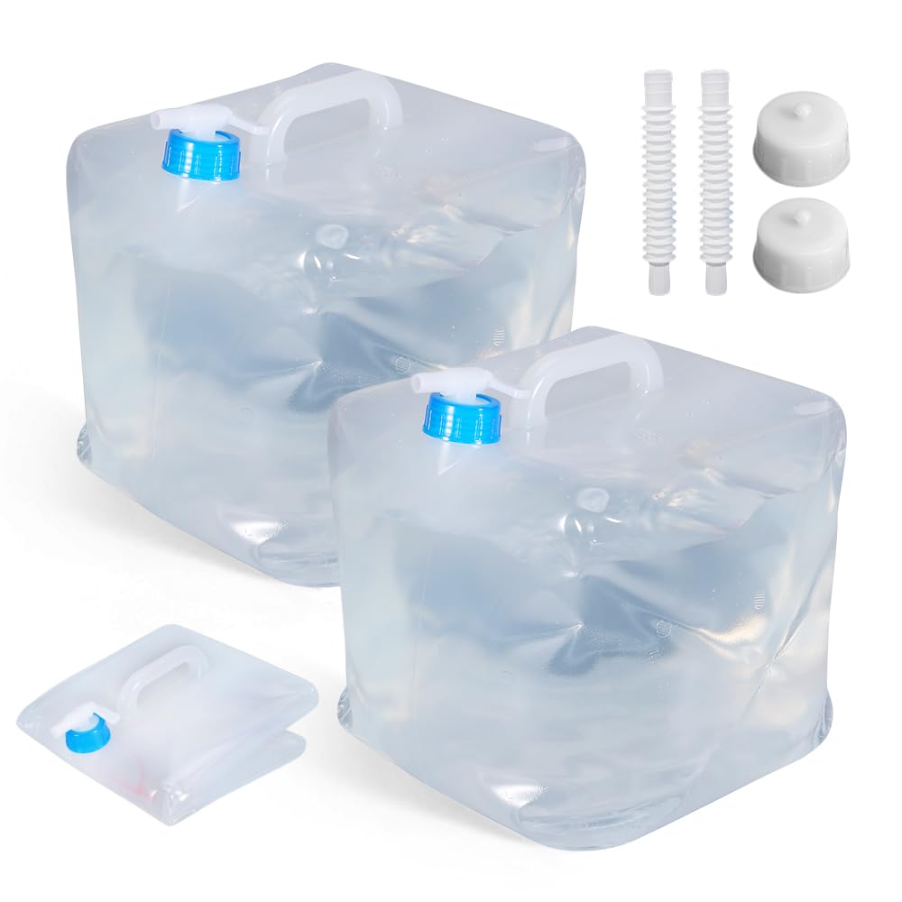 Bidon D'eau Pliable 10L Avec Robinet – Set De 2 – KUWUNG – Pour Camping, Rando, Van – Sans BPA, étanche Et Compact