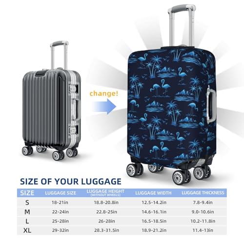 Blue Flamingo Birds Print Luggage Covers For Suitcase,Elastic Washable & Stretchable Suitcase Covers For Luggage, Anti-Scratch - Fits 18-32 Inch Luggage-No Luggage Included4