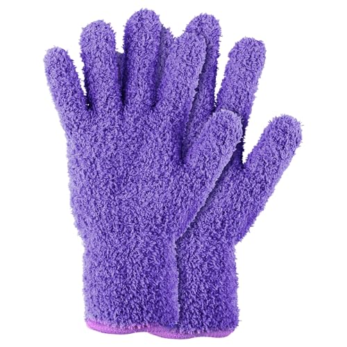Sibba 2 piezas de guantes de limpieza de microfibra para el automóvil, limpieza de polvo, guantes reutilizables de coral, lavables, guantes de limpieza de plantas para cocina, casa, persianas, muebles