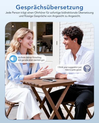 Relxhome NE46 Übersetzer Kopfhörer, 135 Sprachen Übersetzungskopfhörer, 8 Übersetzungsmodi, 60 Stunden Wiedergabezeit, Herzfrequenz & Blutsauerstoff Überwachung, Kopfhörer für Lernen, Business, Sport