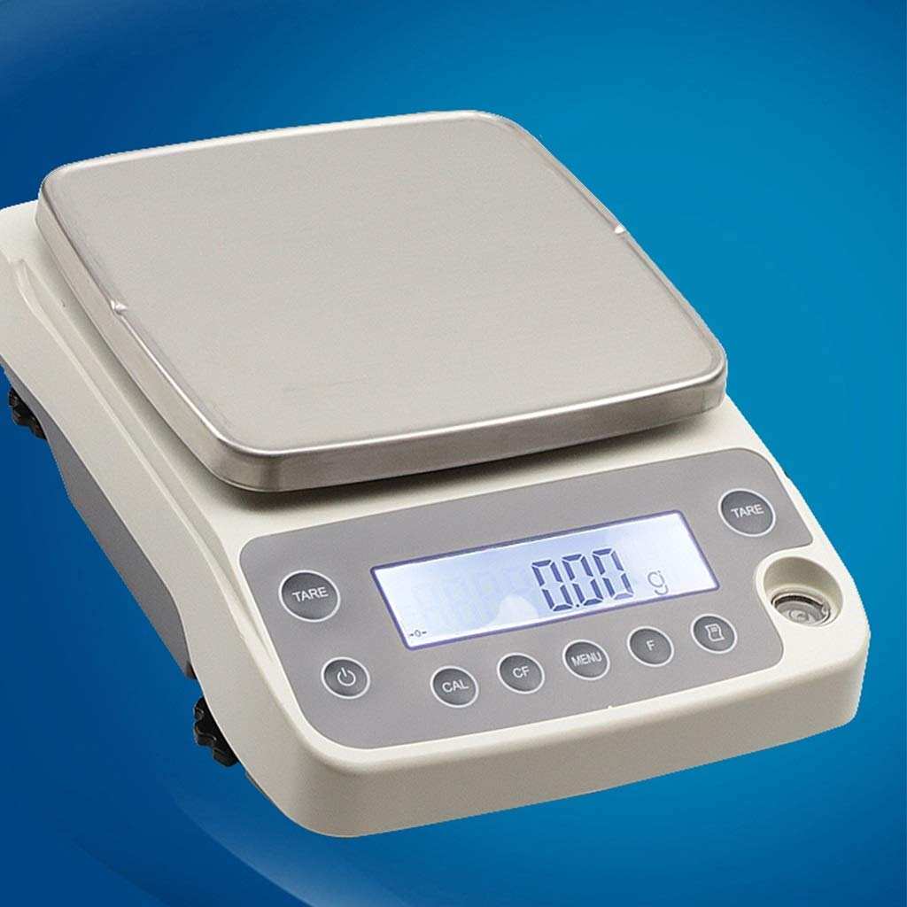 Balance électronique de Laboratoire numérique de Haute précision (0,01 g), idéale pour la pesée de Bijoux ou Les Bijoux. Plateau carré. Capacité : 6 200 g / 0,01 g.,6200g/0.01g