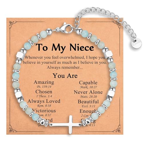 Image of Religious Cross Bracelet for Women Girls, Christian Gifts for Daughter Granddaughter Sister in Christ Friend Niece on Birthday Christmas Easter Valentines Day Graduation