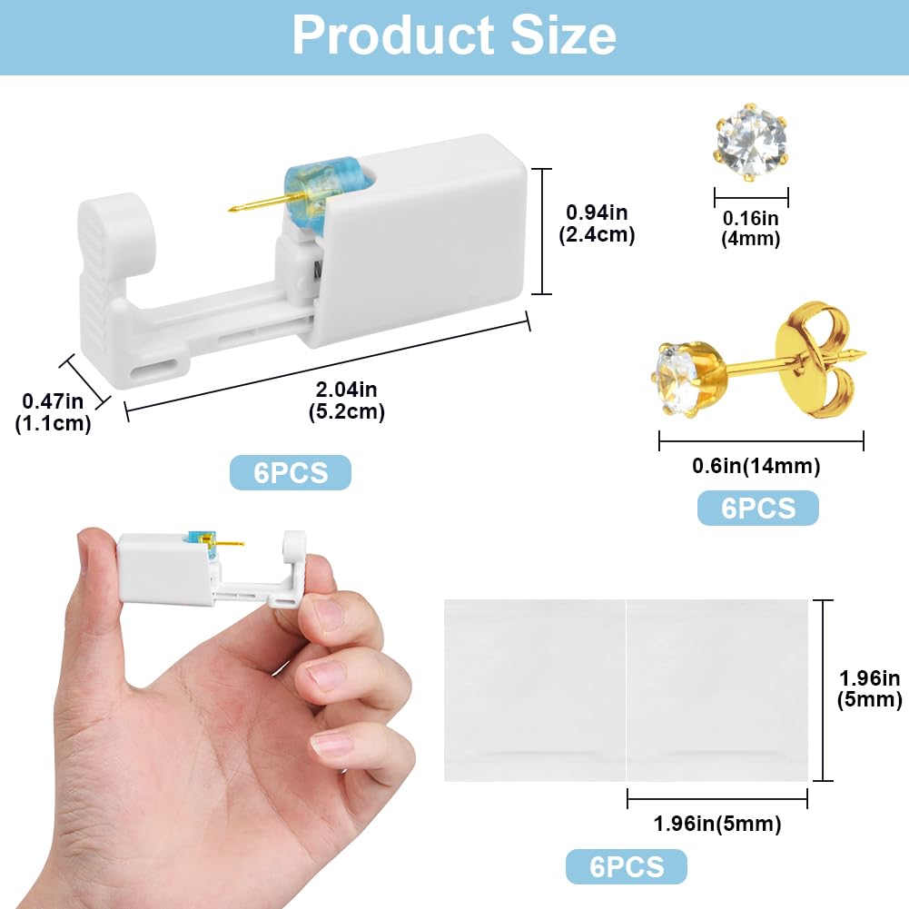 Aucuu Pistolas Desechables para Perforar Orejas, Desechables Herramienta Autoperforante Indolora con Pendientes de Acero Inoxidable, Seguro y Estéril, para Niñas, Mujeres y Hombres — view 2