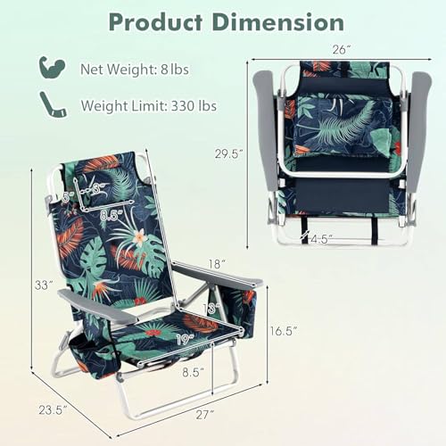 Image of Tangkula Set of 4 Backpack Beach Chair for Camping Beach Picnic