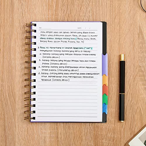 Cagie 5 Subject Notebook College Ruled 6'' X 8'' Hardcover Spiral Lined Notebook With 5 Removable Colored Dividers 204 Pages Notebooks For Work, School Supplies, Home & Office, Writing Journal #TOP4