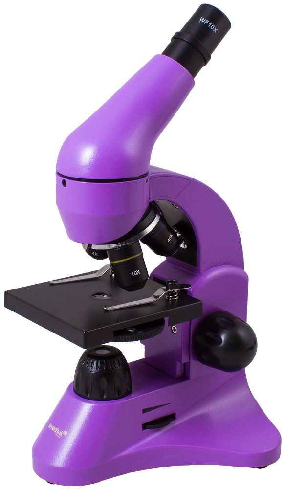 Levenhuk Rainbow 50L Amethyst Kit Científico Educativo con Microscopio Biológico Portátil 800x, Guía de Experimentos Ilustrada, Muestras Preparadas, Herramientas Científicas y Maletín (EN)