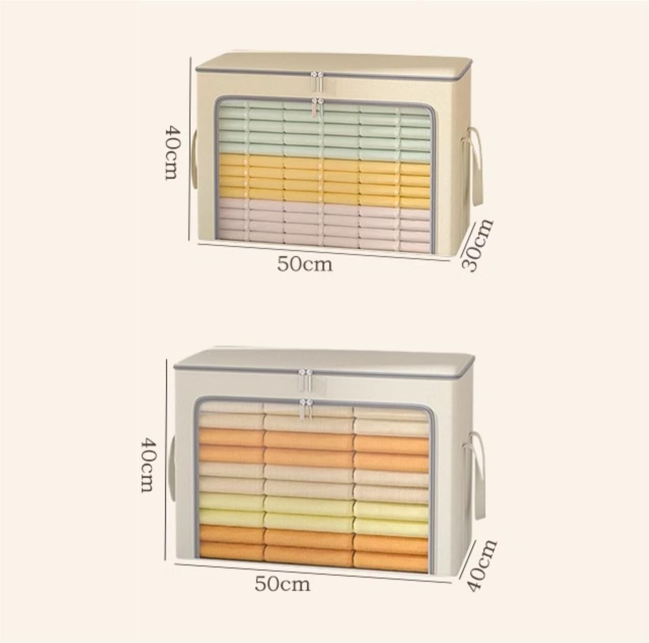 Storage Bag for Clothes Bedding Clothes Storage Bags Under Bed Box with Zips Foldable with Clear Window for Bedding Storage Container(G,50 * 30 * 40cm)