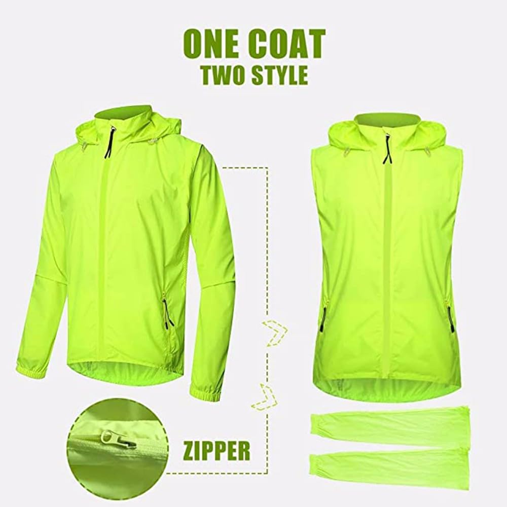 UV-bescherming Jas SMTSEC - 2-in-1 Winddicht En Waterdicht Jack Met Afneembare Mouwen, UV-bescherming En Reflectie Fietsjack Voor Dames