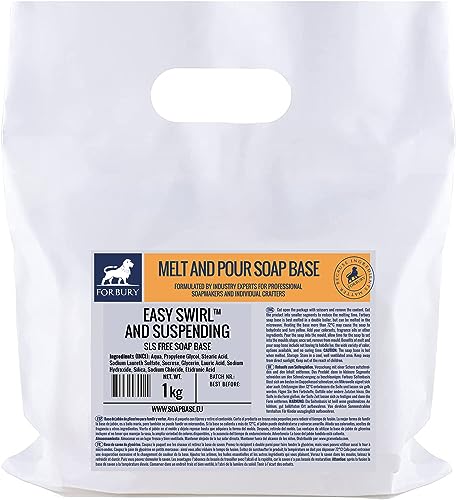 1kg Suspensión de base de jabón para derretir y verter, no contiene SLS. Easy Swirl & Suspending Soap Base