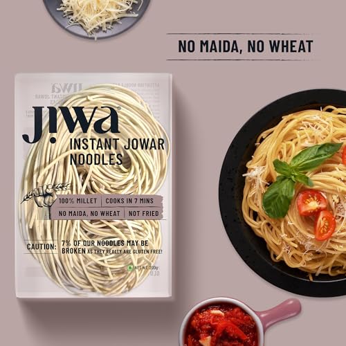 Image of Jiwa Instant Jowar Noodles | Hakka Noodles | Cooks in 7 Minutes | Ready to Cook | 100% Millet | No Maida, No Atta | Not Fried | Gluten Free | 200 G