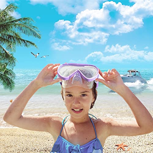 Image of Kids Snorkel Swim Mask, Child Diving Mask Anti-Fog Swim Goggles with Nose Cover for Snorkeling Diving Swimming