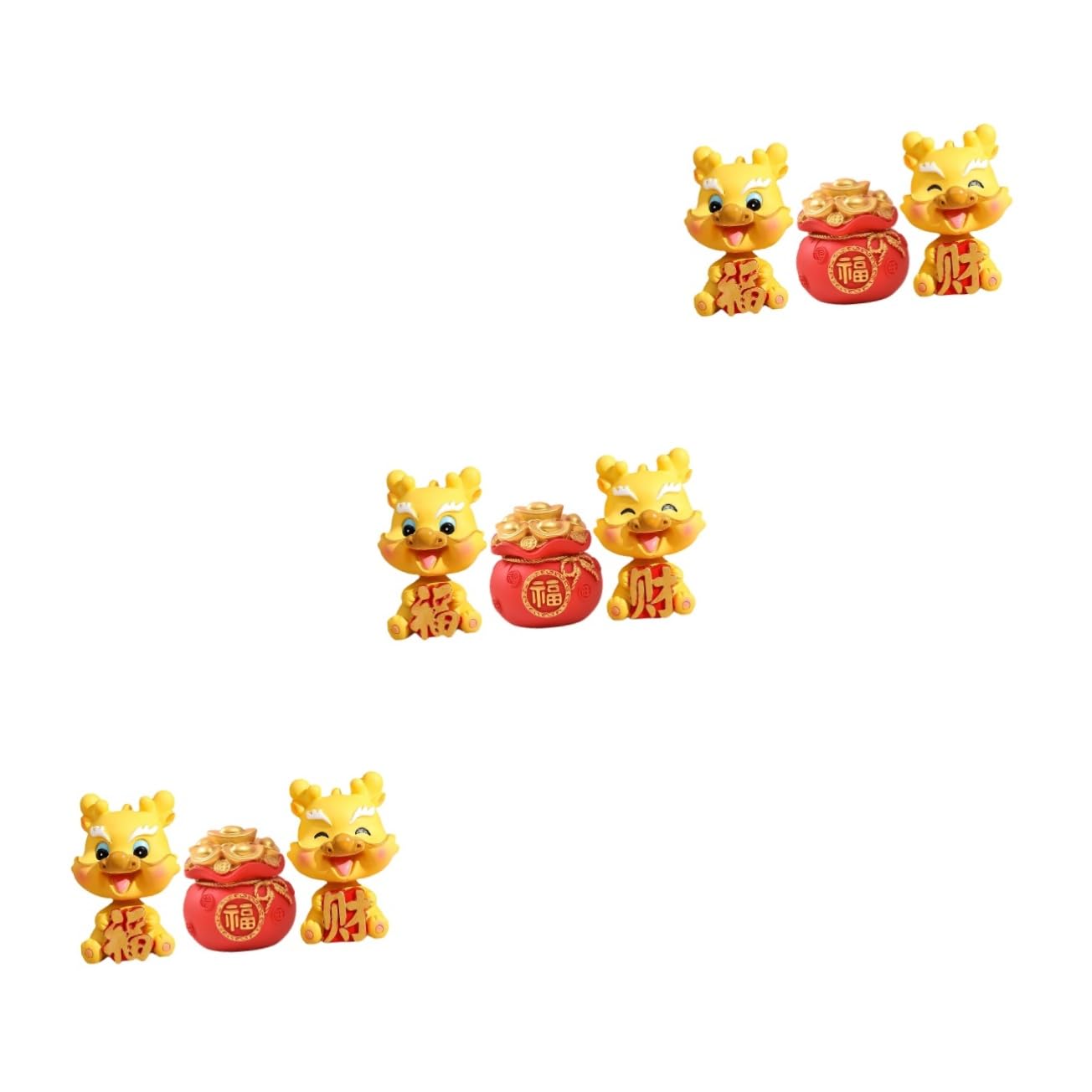 Figurines de dragon de style chinois UPKOCH ornements pour joie 3 ensembles
