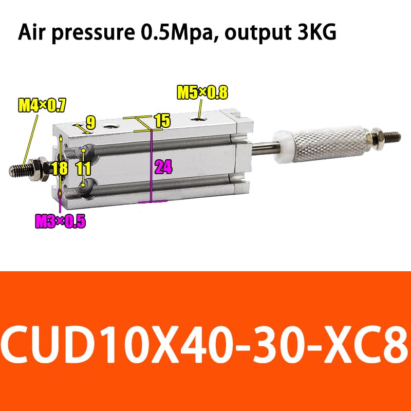 Vérin pneumatique à double effet CDU10 course réglable 10 à 50mm