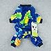Fitwarm Dinosaur Pet Clothes for Dog Pajamas Coat Cat PJS Jumpsuit Soft Velvet Blue Medium