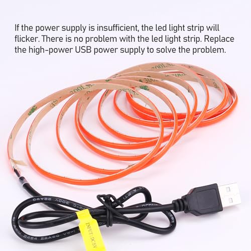 Image of GOMING 5V 5mm Width COB USB LED Strip Red USB Powered 4M(2pcs x 6.6ft /2M) | High Density 400LEDs /M Flexible IP20 Not Waterproof LED Tape Lights for DIY Decoration Lighting