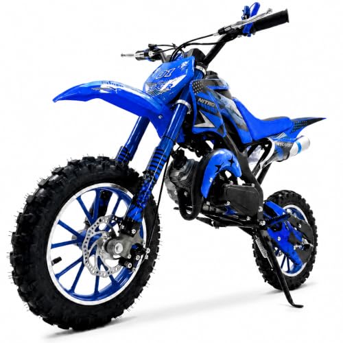 Image of Kids 50cc Dirt Bike,2-Stroke Gas Mini Bike,Blue,CPC Listed