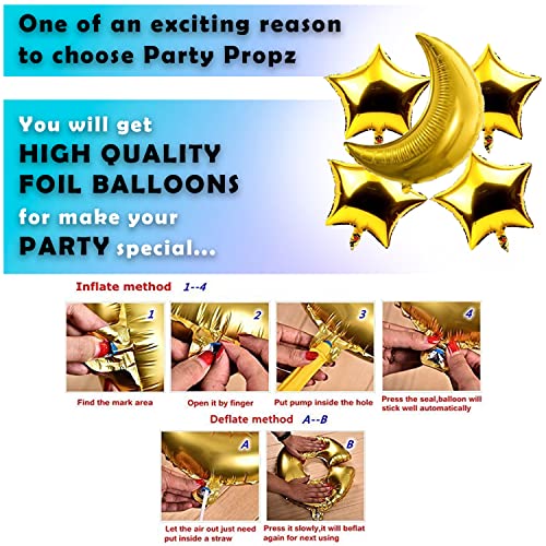 Image of Party Propz Baby Shower -White Latex Balloons Arc with Golden Moon Foil Combo 52Pcs for, Baby 1st Birthday, House Warming Party Decoration