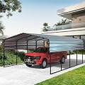 EROMMY 12x20 FT Metal Carport, 12' x 20' x 8.6' Heavy Duty Carport Canopy with Galvanized Metal Roof and Frame for Car, Boat, Pickup and Tractors
