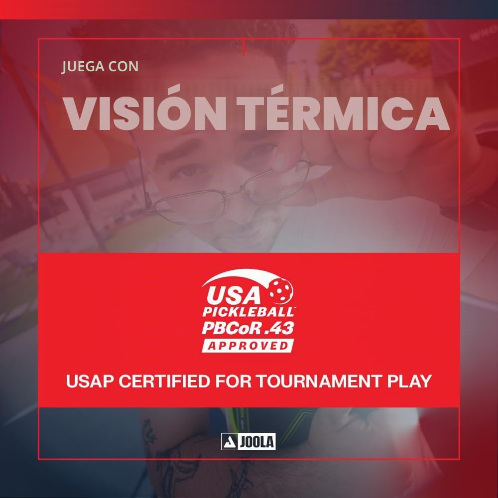 JOOLA Heat Vision - Paleta de pickleball de 16 mm, superficie de fibra de carbono texturizada para giro, película SK para reducir la vibración, aprobada por USAP, chip NFC habilitado
