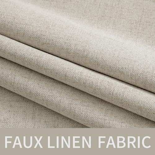 Image of MIULEE 100% Blackout Linen Curtains for Bedroom Thermal Insulated Cobblestone Grommet Room Darkening Curtains & Drapes for Living Room 52 x 84 Inch (2 Panels)