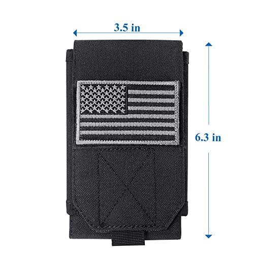 Image of Black Tactical Molle CellPhone Pouch Case,Heavy Duty Waterproof Phone Holster Bag for iPhone 11 12 13 Pro Max For Samsung S22 S21 S20 FE Note 20 A13 A12 A02S Less 6.7 inch Phone with 4 Pack Patches