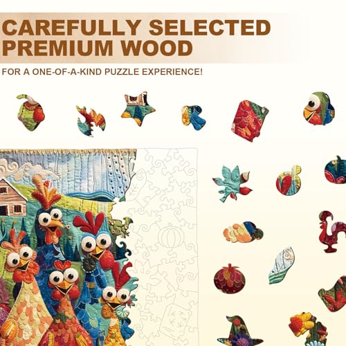 Jigfoxy Wooden Puzzle for Adults, Jigsaw en Forma de Gallo para Adultos, Madera 180 Piezas, 10.6x9 pulgadas miniatura 2