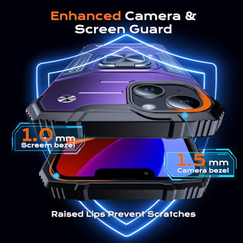 Image of Anqrp Heavy Duty Case for iPhone 13 Mini Case with Enhanced Ring Holder Grip Stand, Military Grade Shockproof Rugged Drop Protective Silicone Hard Slim iPhone 13 Mini Phone Case Cover,Purple