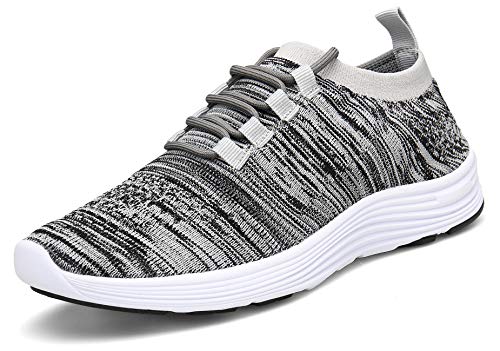 KOUDYEN Basket Homme Femme Chaussures de Course Running Sport Leger Respirant Trail Gym Fitness Sneaker XZ818-grey-EU37 Cover