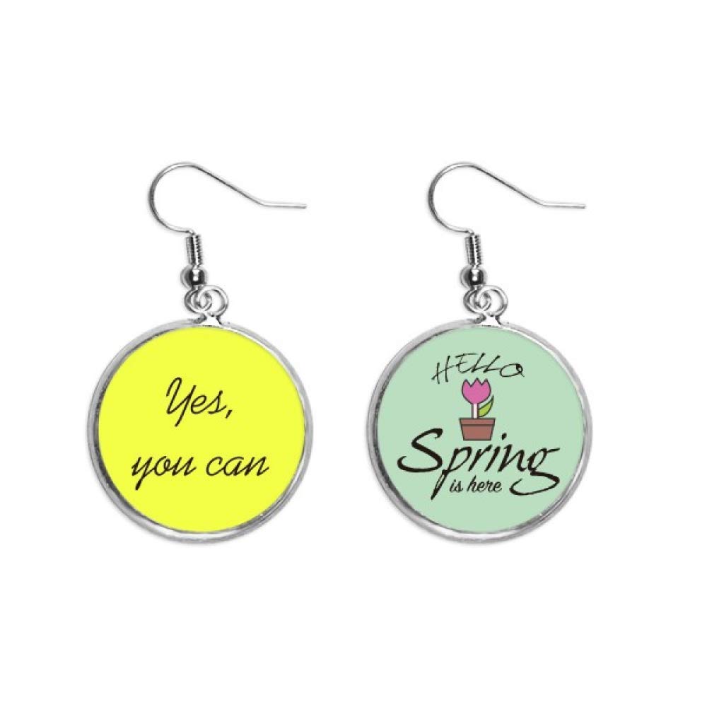 Pendientes de primavera Sí puedes joyas estilo colgante decorativo con refranes 5