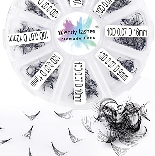 Pre Made Fan Volume Eyelash Extensions 20D 0.07mm D Curl 500 Fans 9-16mm Mixed Tray Premade Fans Loose Volume Lash Extensions Handmade Promade Loose Fans Lash(500-20D-0.07-D-916)