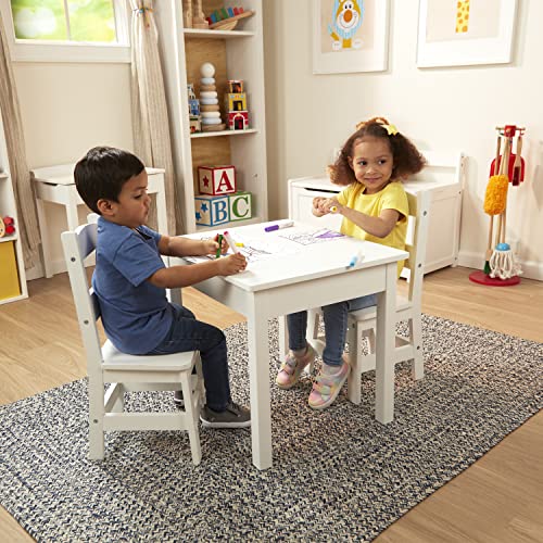 Image of Melissa & Doug Wooden Kids Table & Chairs Set, Montessori, Homeschool Classroom Must Haves, Bedroom Furniture for Boys & Girls 3+